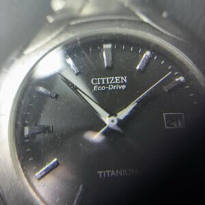 Vintage Citizen Eco Drive Thin Titanium Case Big Wrist 9 Inch Bracelet